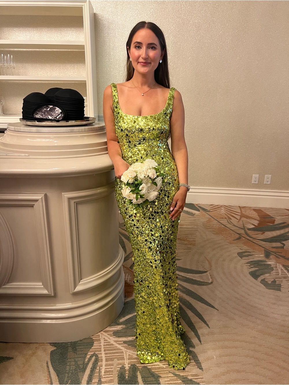 Mac Duggal Green Sequin Maxi Gown Size 2